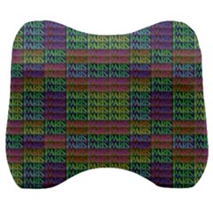 Paris Words Motif Colorful Pattern Velour Head Support Cushion by dflcprintsclothing