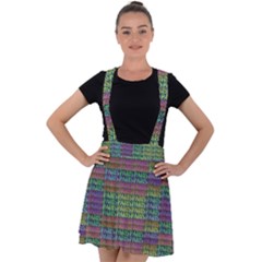 Paris Words Motif Colorful Pattern Velvet Suspender Skater Skirt by dflcprintsclothing