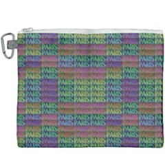 Paris Words Motif Colorful Pattern Canvas Cosmetic Bag (xxxl) by dflcprintsclothing