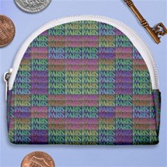 Paris Words Motif Colorful Pattern Horseshoe Style Canvas Pouch