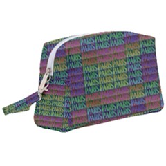 Paris Words Motif Colorful Pattern Wristlet Pouch Bag (large)