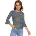 Paris Words Motif Colorful Pattern Bell Sleeve Top View1