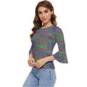 Paris Words Motif Colorful Pattern Bell Sleeve Top View2