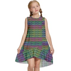 Paris Words Motif Colorful Pattern Kids  Frill Swing Dress by dflcprintsclothing