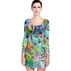 Tropical Long Sleeve Velvet Bodycon Dress by AzaleaPark