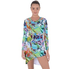 Tropical Asymmetric Cut-out Shift Dress