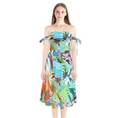 Tropical Shoulder Tie Bardot Midi Dress by AzaleaPark