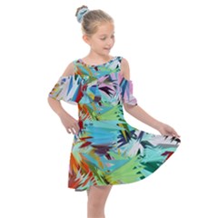 Tropical Kids  Shoulder Cutout Chiffon Dress