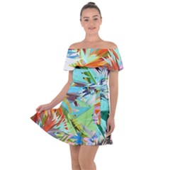 Tropical Off Shoulder Velour Dress by AzaleaPark