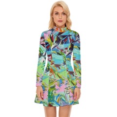 Tropical Long Sleeve Velour Longline Dress by AzaleaPark