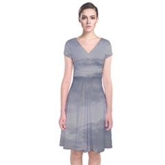 Storm Clouds 6000 Short Sleeve Front Wrap Dress by HoneySuckleDesign