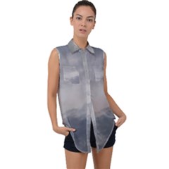 Storm Clouds 6000 Sleeveless Chiffon Button Shirt