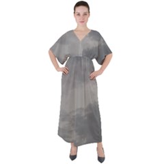 Storm Clouds 6000 V-neck Boho Style Maxi Dress