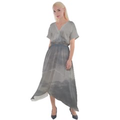 Storm Clouds 6000 Cross Front Sharkbite Hem Maxi Dress by HoneySuckleDesign