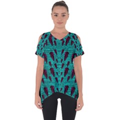 Leaves On Adorable Peaceful Captivating Shimmering Colors Cut Out Side Drop Tee by pepitasart