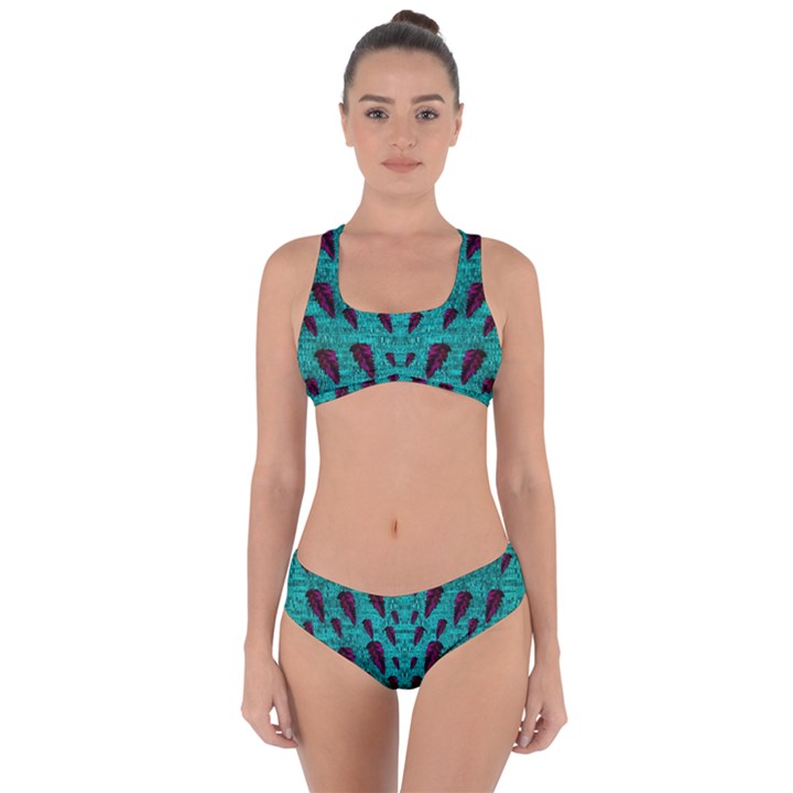 Leaves On Adorable Peaceful Captivating Shimmering Colors Criss Cross Bikini Set