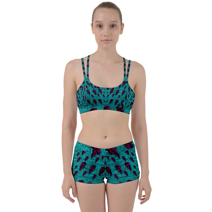 Leaves On Adorable Peaceful Captivating Shimmering Colors Perfect Fit Gym Set