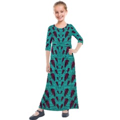 Leaves On Adorable Peaceful Captivating Shimmering Colors Kids  Quarter Sleeve Maxi Dress by pepitasart