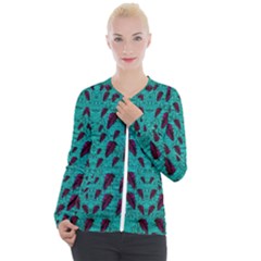 Leaves On Adorable Peaceful Captivating Shimmering Colors Casual Zip Up Jacket by pepitasart