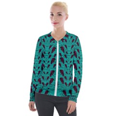 Leaves On Adorable Peaceful Captivating Shimmering Colors Velvet Zip Up Jacket by pepitasart