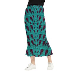 Leaves On Adorable Peaceful Captivating Shimmering Colors Maxi Fishtail Chiffon Skirt by pepitasart