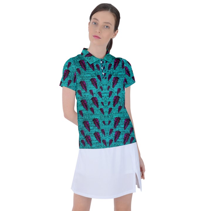 Leaves On Adorable Peaceful Captivating Shimmering Colors Women s Polo Tee