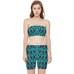 Leaves On Adorable Peaceful Captivating Shimmering Colors Stretch Shorts And Tube Top Set by pepitasart