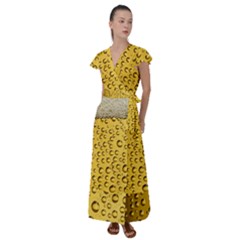 Beer Bubbles Flutter Sleeve Maxi Dress by Wegoenart