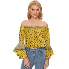 Beer Bubbles Off Shoulder Flutter Bell Sleeve Top