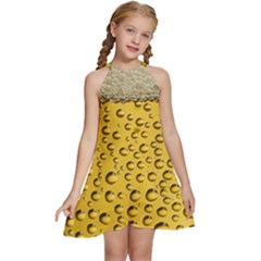 Beer Bubbles Kids  Halter Collar Waist Tie Chiffon Dress