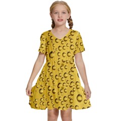 Beer Bubbles Kids  Short Sleeve Tiered Mini Dress by Wegoenart