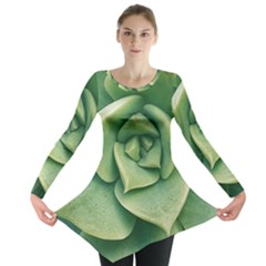 Echeveria Imbricata Closeup Photo Long Sleeve Tunic  by dflcprintsclothing