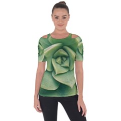 Echeveria Imbricata Closeup Photo Shoulder Cut Out Short Sleeve Top by dflcprintsclothing