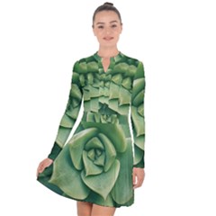 Echeveria Imbricata Closeup Photo Long Sleeve Panel Dress