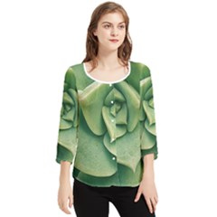 Echeveria Imbricata Closeup Photo Chiffon Quarter Sleeve Blouse by dflcprintsclothing