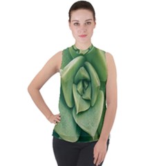 Echeveria Imbricata Closeup Photo Mock Neck Chiffon Sleeveless Top by dflcprintsclothing