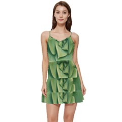 Echeveria Imbricata Closeup Photo Short Frill Dress by dflcprintsclothing