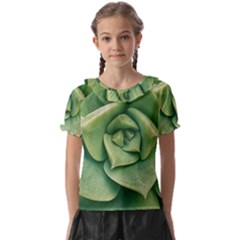 Echeveria Imbricata Closeup Photo Kids  Frill Chiffon Blouse by dflcprintsclothing