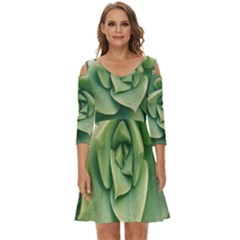 Echeveria Imbricata Closeup Photo Shoulder Cut Out Zip Up Dress by dflcprintsclothing