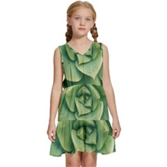 Echeveria Imbricata Closeup Photo Kids  Sleeveless Tiered Mini Dress