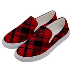 Punk Red Plaid Men s Canvas Slip Ons by ArtistRoseanneJones