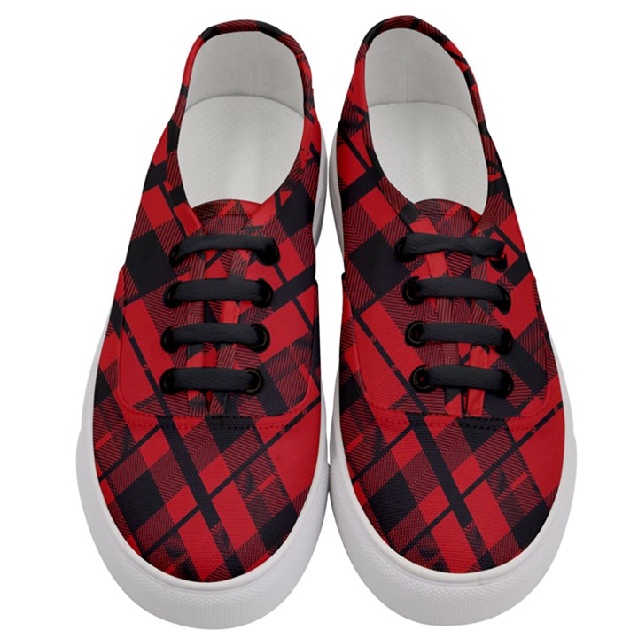 Punk Red Plaid Women s Classic Low Top Sneakers