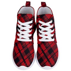 Punk Red Plaid Women s Lightweight High Top Sneakers by ArtistRoseanneJones