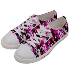 Pink Checker Graffiti Women s Low Top Canvas Sneakers by ArtistRoseanneJones