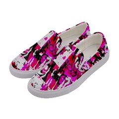 Pink Checker Graffiti Women s Canvas Slip Ons by ArtistRoseanneJones