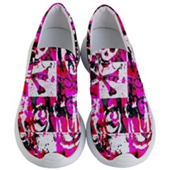 Pink Checker Graffiti Women s Lightweight Slip Ons by ArtistRoseanneJones