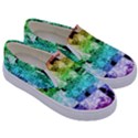 Rainbow Checker Skull Splatter Kids  Canvas Slip Ons View3