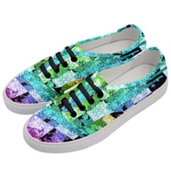 Rainbow Checker Skull Splatter Women s Classic Low Top Sneakers by ArtistRoseanneJones