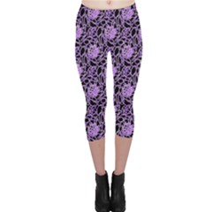 Electric Neon Abstract Print Pattern Capri Leggings 