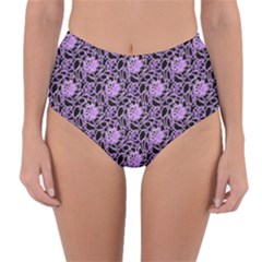 Electric Neon Abstract Print Pattern Reversible High-waist Bikini Bottoms